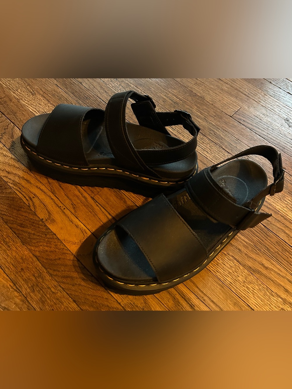 Dr. Martens Women’s Voss Squad Platform Black Leather Sandals with Buckle Straps - Picture 5 of 15